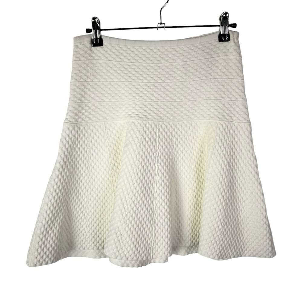 Bebe White Textured Fit &‎ Flare Mini Skirt S